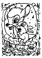 coloriage bambi et pam pam regardent par le trou